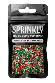 Glimmer Strands - Red, White & Green (No E171) Sprinkles SPRINKLY