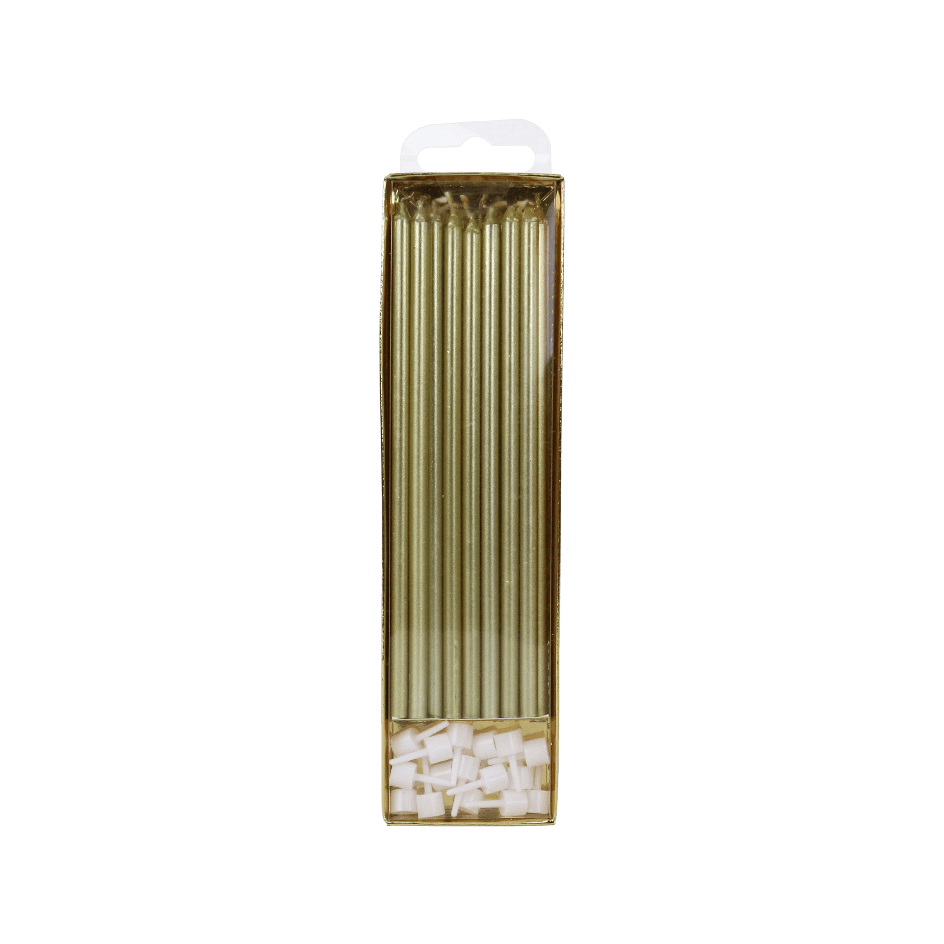 PME - Candles - Gold Extra Tall W/ Holders (7") - Pk/16 Birthday Candles PME