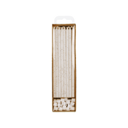 PME - Candles - White (Gold Glitter) Extra Tall W/ Holders (7") - Pk/16 Birthday Candles PME