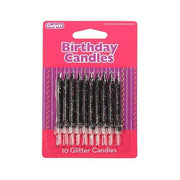 10 Glitter Candles w/ Holders - Range of Colours Candles Culpitt Black 