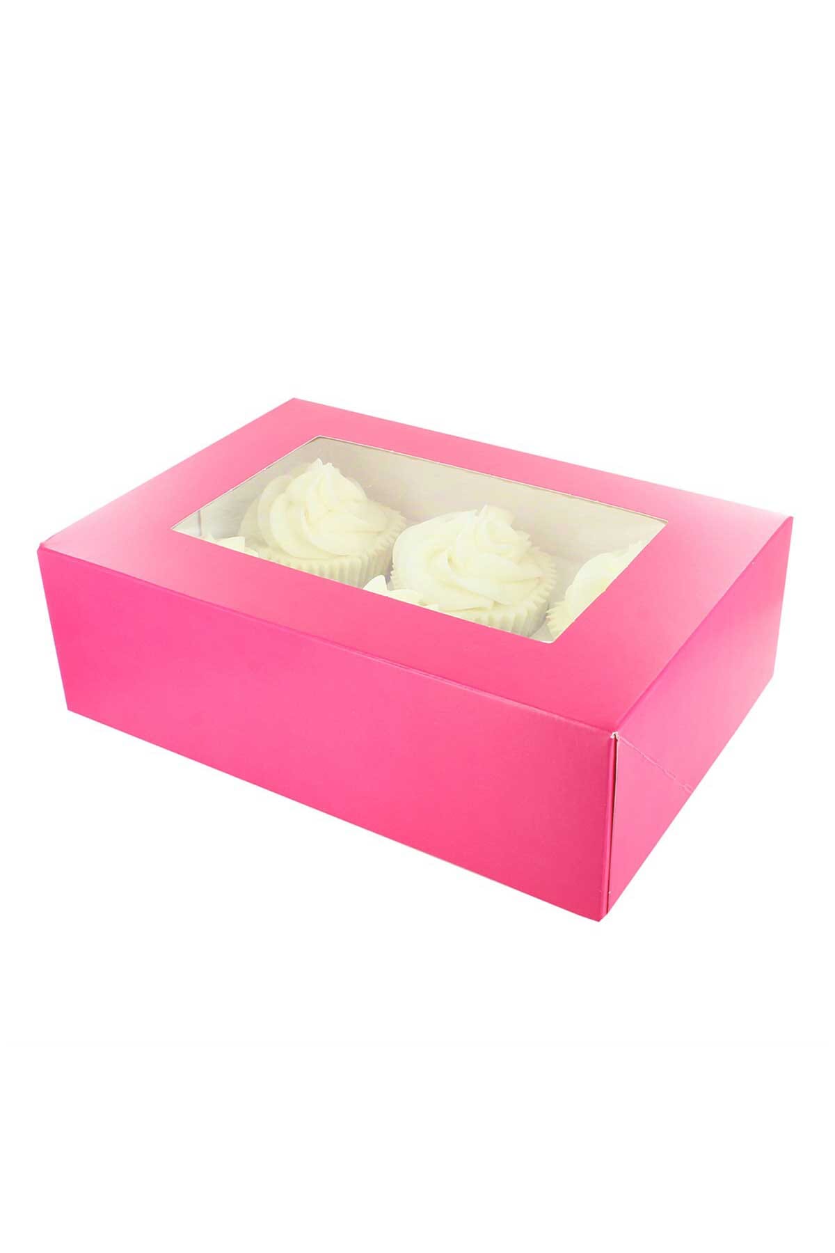 6 Hole Cupcake Box - Hot Pink Cake Box Sprinkly 