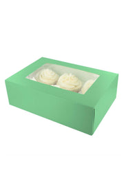 6 Hole Cupcake Box - Mint Green Cake Box Sprinkly 