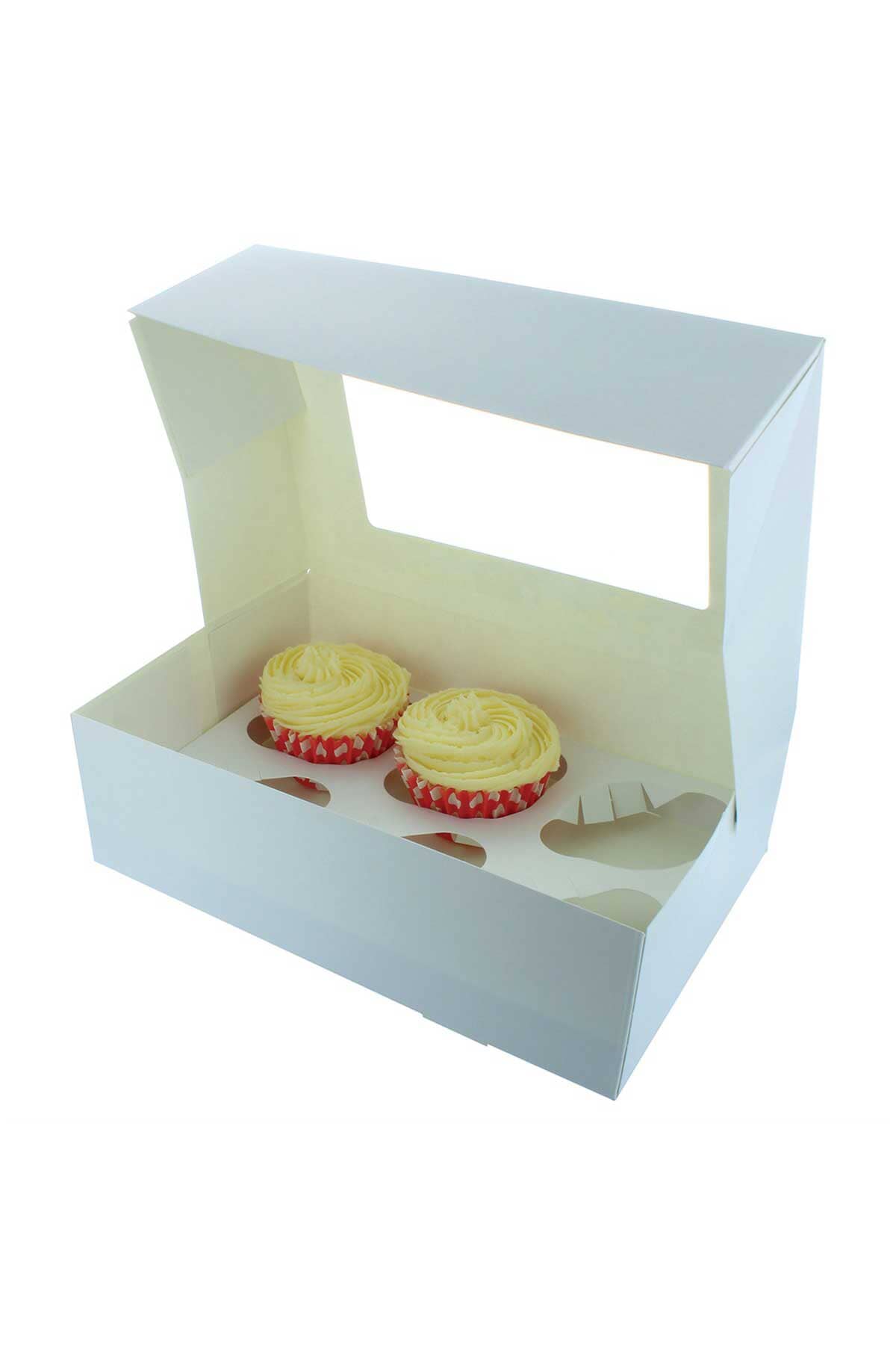 6 Hole Cupcake Box - White Cake Box Sprinkly 