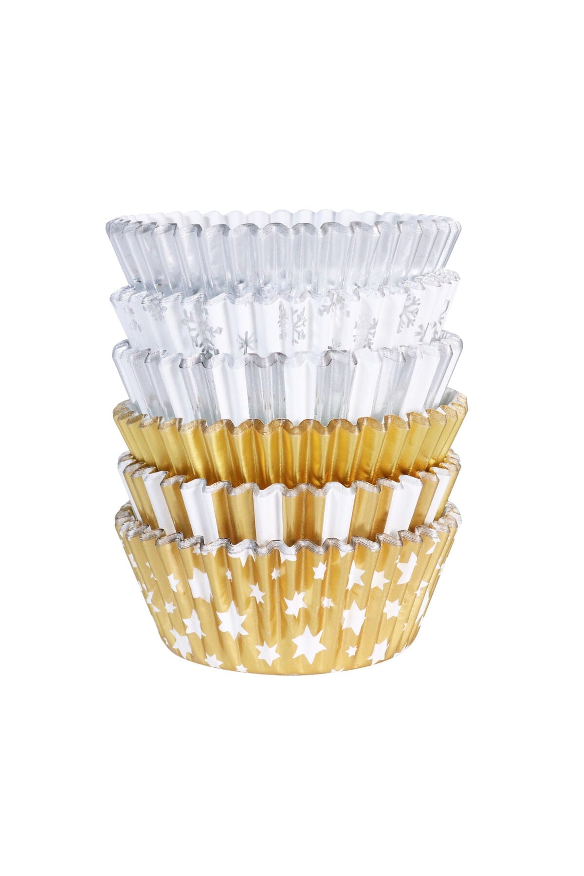 Cupcake Cases - Christmas Metallic Gold & Silver (Pack of 100) PME 