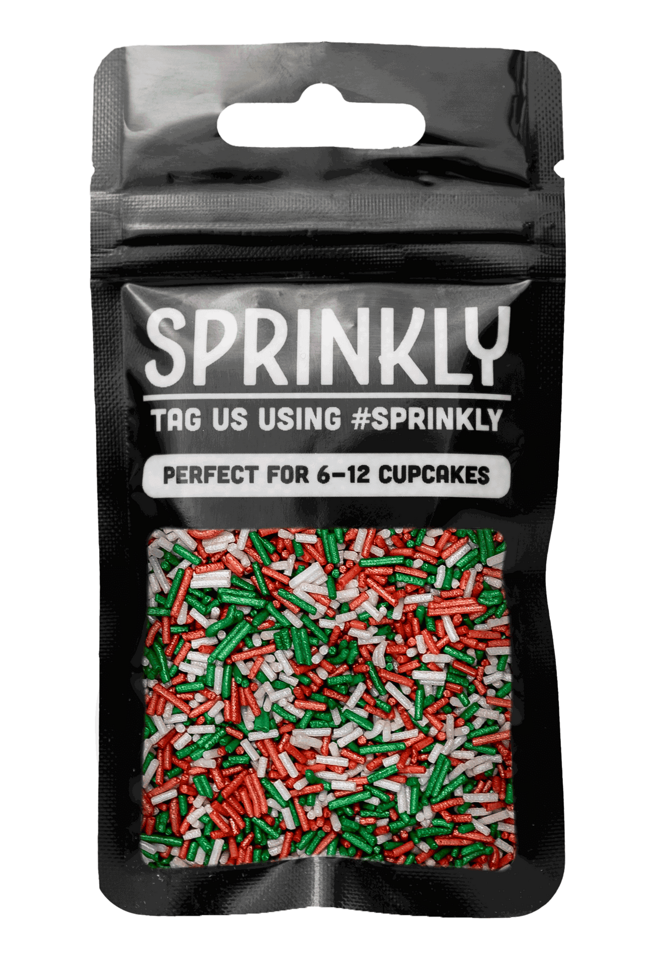 Glimmer Strands - Red, White & Green (No E171) Sprinkles SPRINKLY 