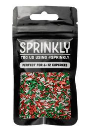 Glimmer Strands - Red, White & Green (No E171) Sprinkles SPRINKLY 