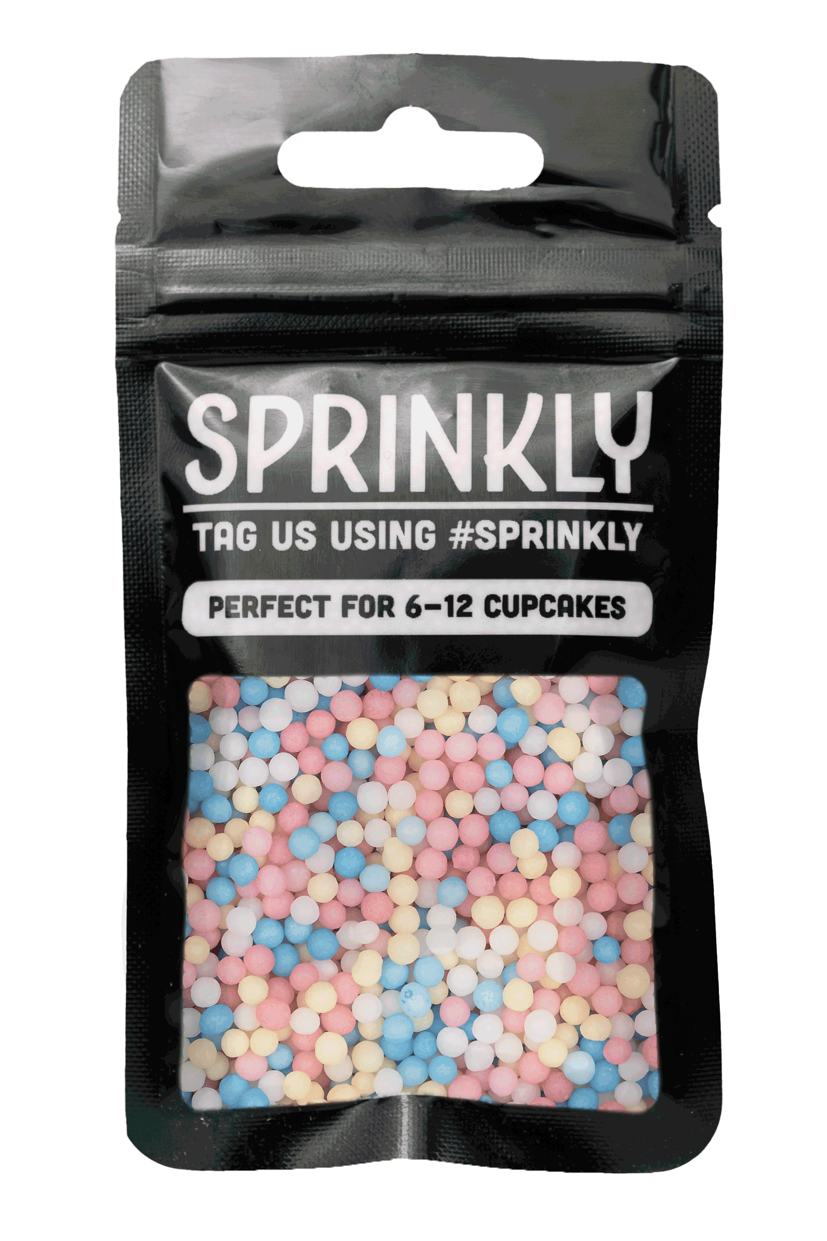 Organic Pearls - Pink, White, Yellow & Blue Sprinkles SPRINKLY 30g Sample Packet 