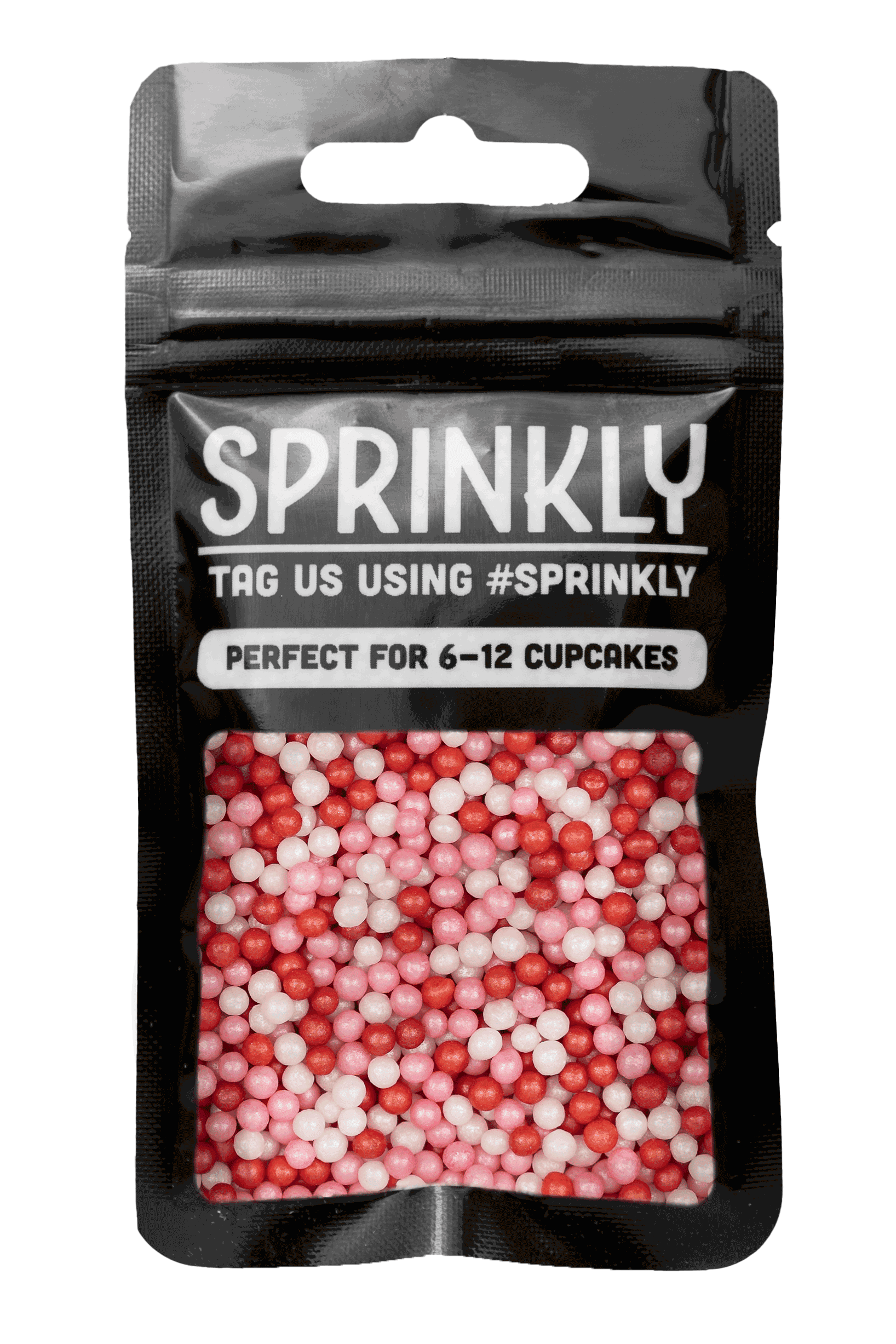 Shimmer Pearls - Pink, Red & White Sprinkles SPRINKLY 30g Sample Packet 