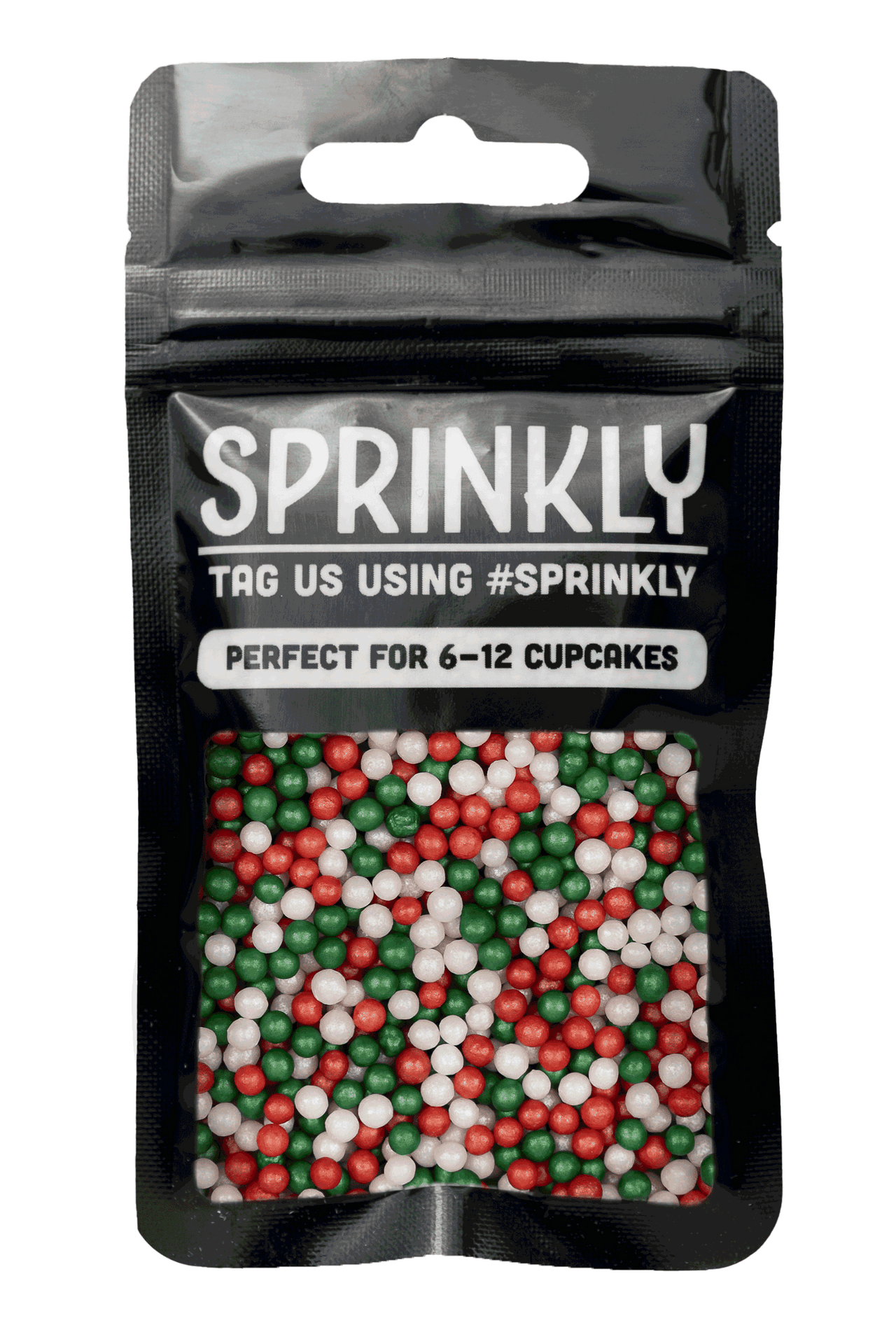 Shimmer Pearls - Red, White & Green Sprinkles SPRINKLY 30g Sample Packet 