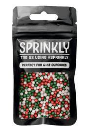 Shimmer Pearls - Red, White & Green Sprinkles SPRINKLY 30g Sample Packet 