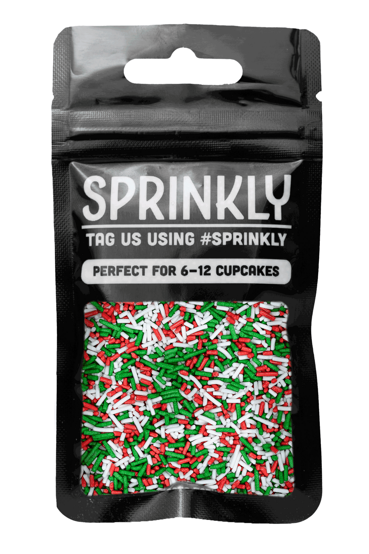 Sugar Strands - Red, White & Dark Green Sprinkles Sprinkly 30g Sample Packet 