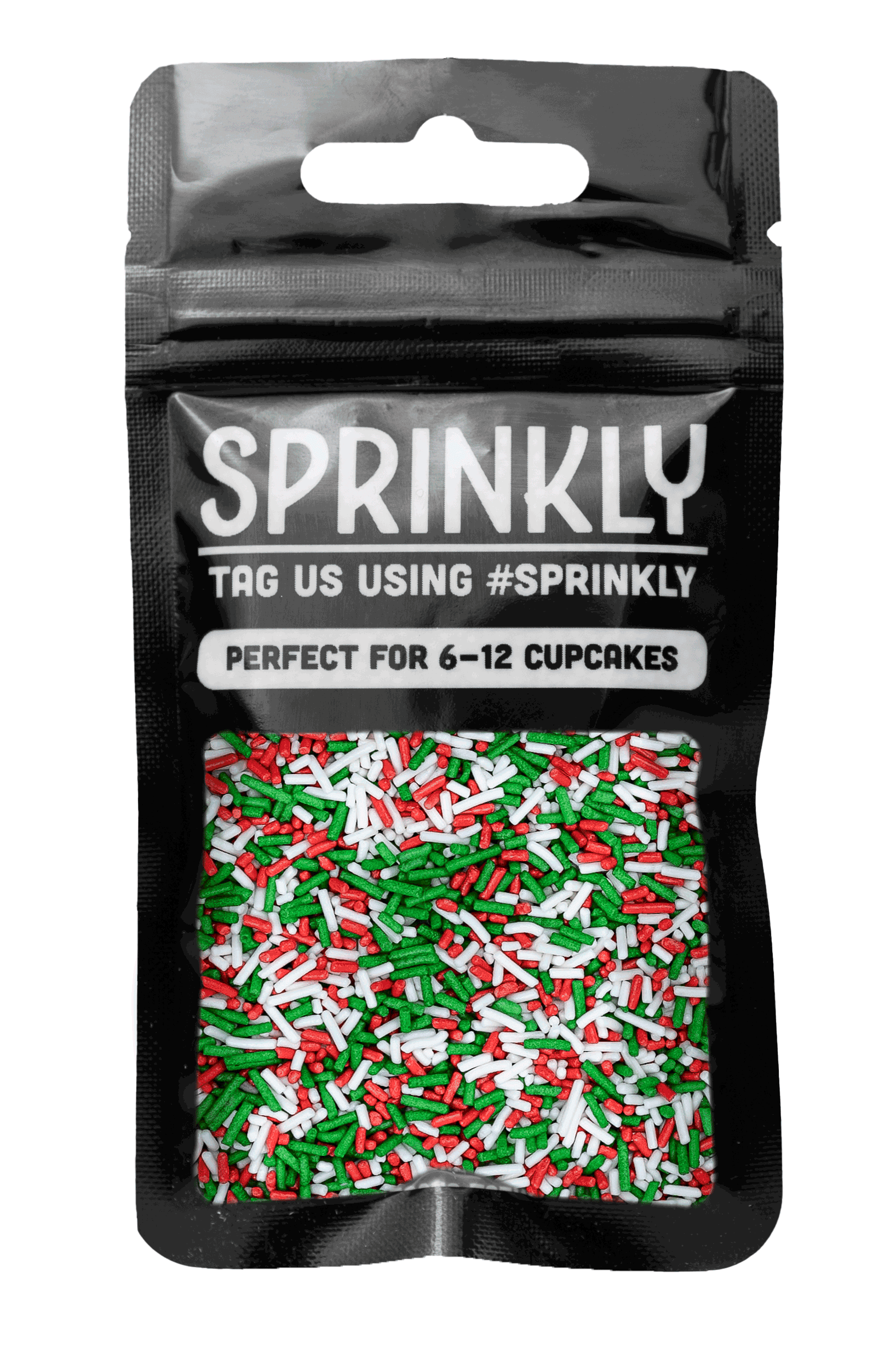 Sugar Strands - Red, White & Dark Green Sprinkles Sprinkly 30g Sample Packet 