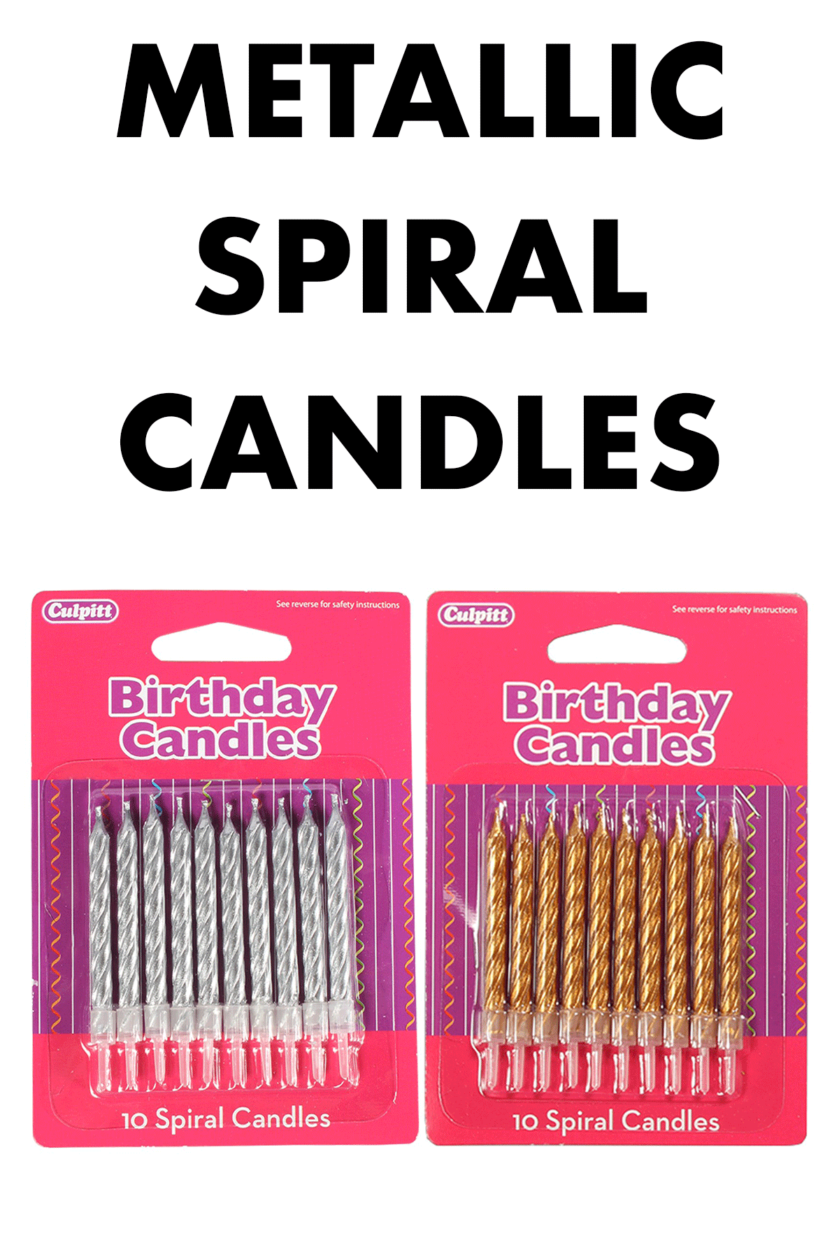 10 Gold/Silver Spiral Candles w/ Holders Candles Culpitt