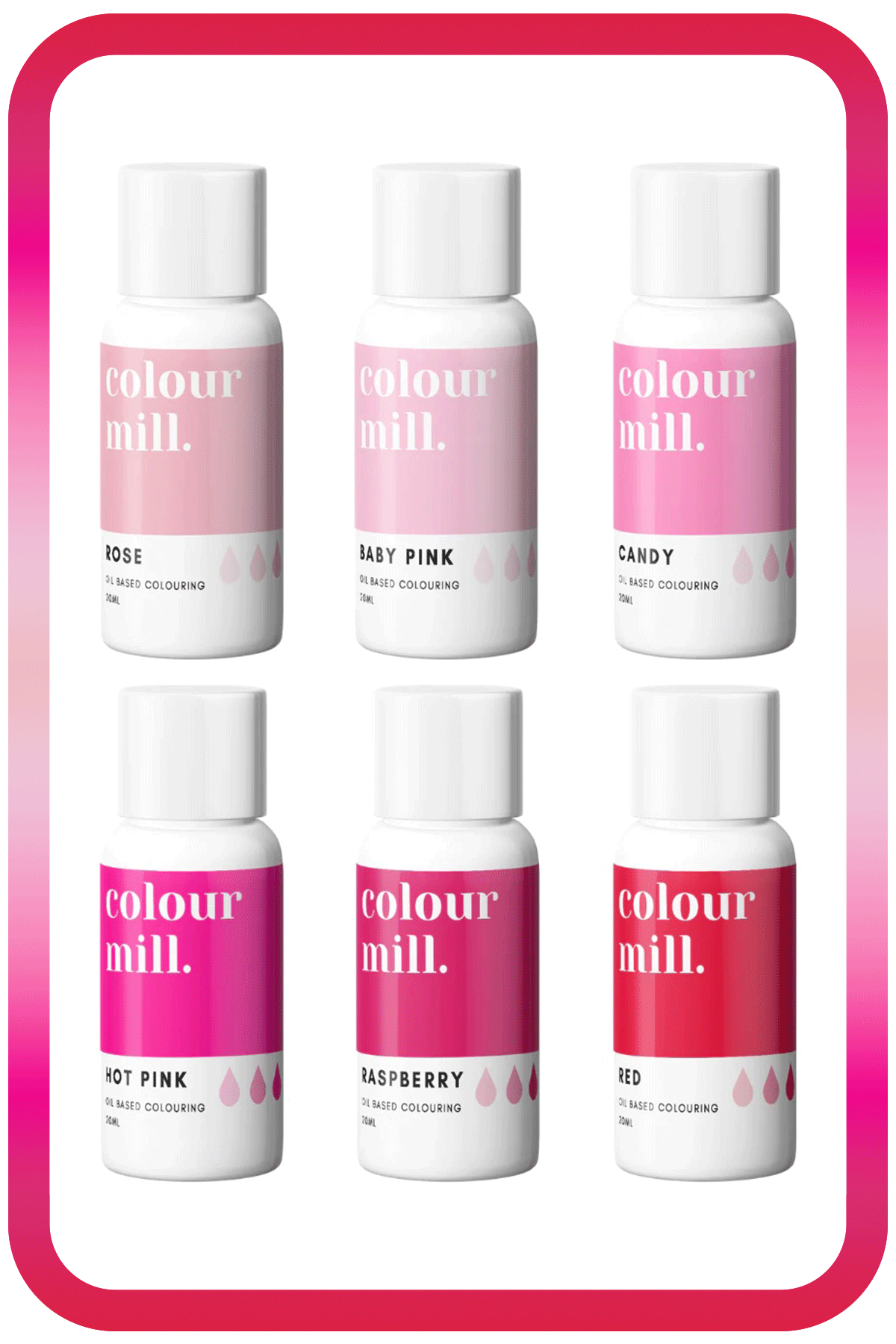 Colour Mill Oil Based Colouring - 20ml - 6 Pack - Pink Colour Mill