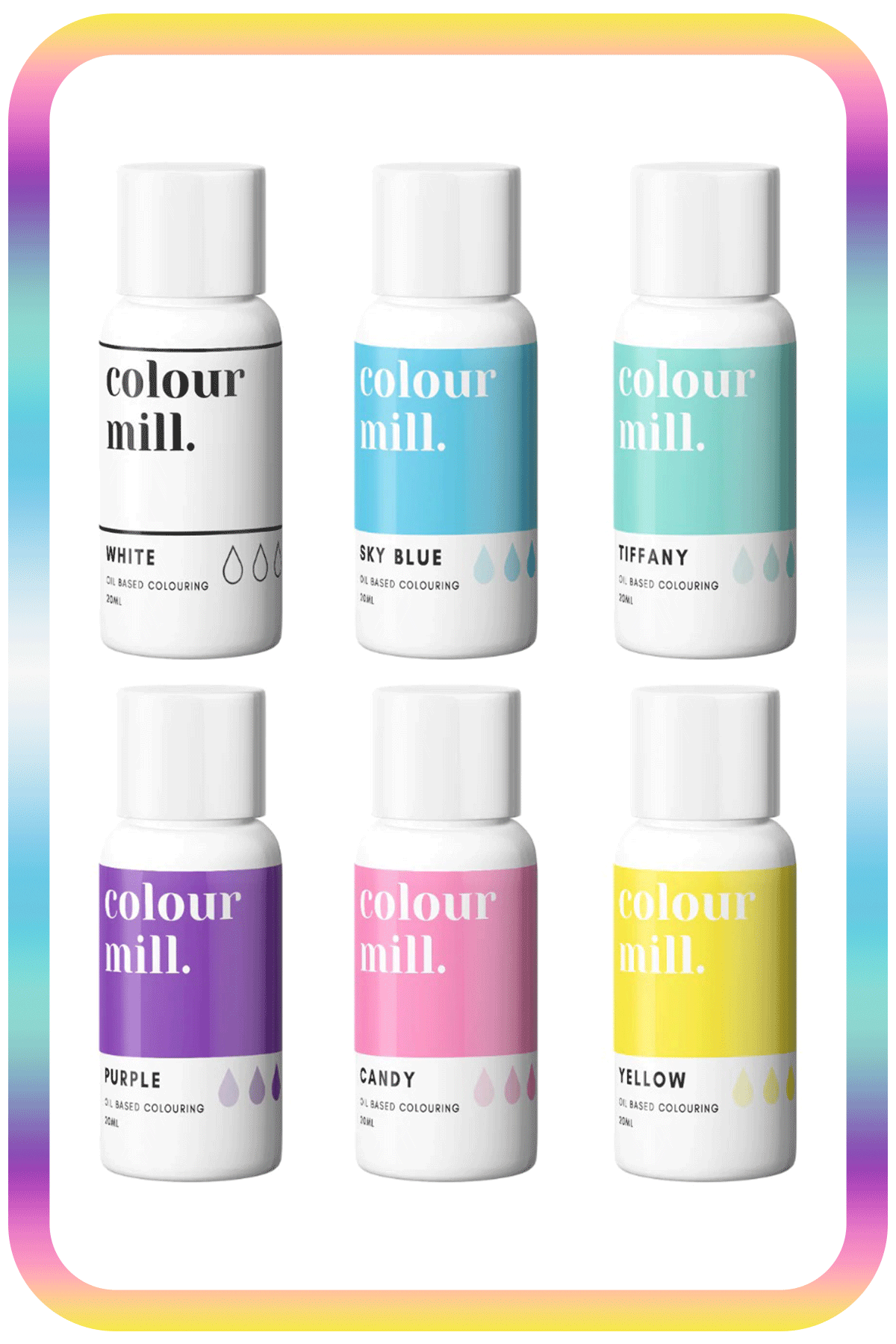 Colour Mill Oil Based Colouring - 20ml - 6 Pack - Rainbow Colour Mill