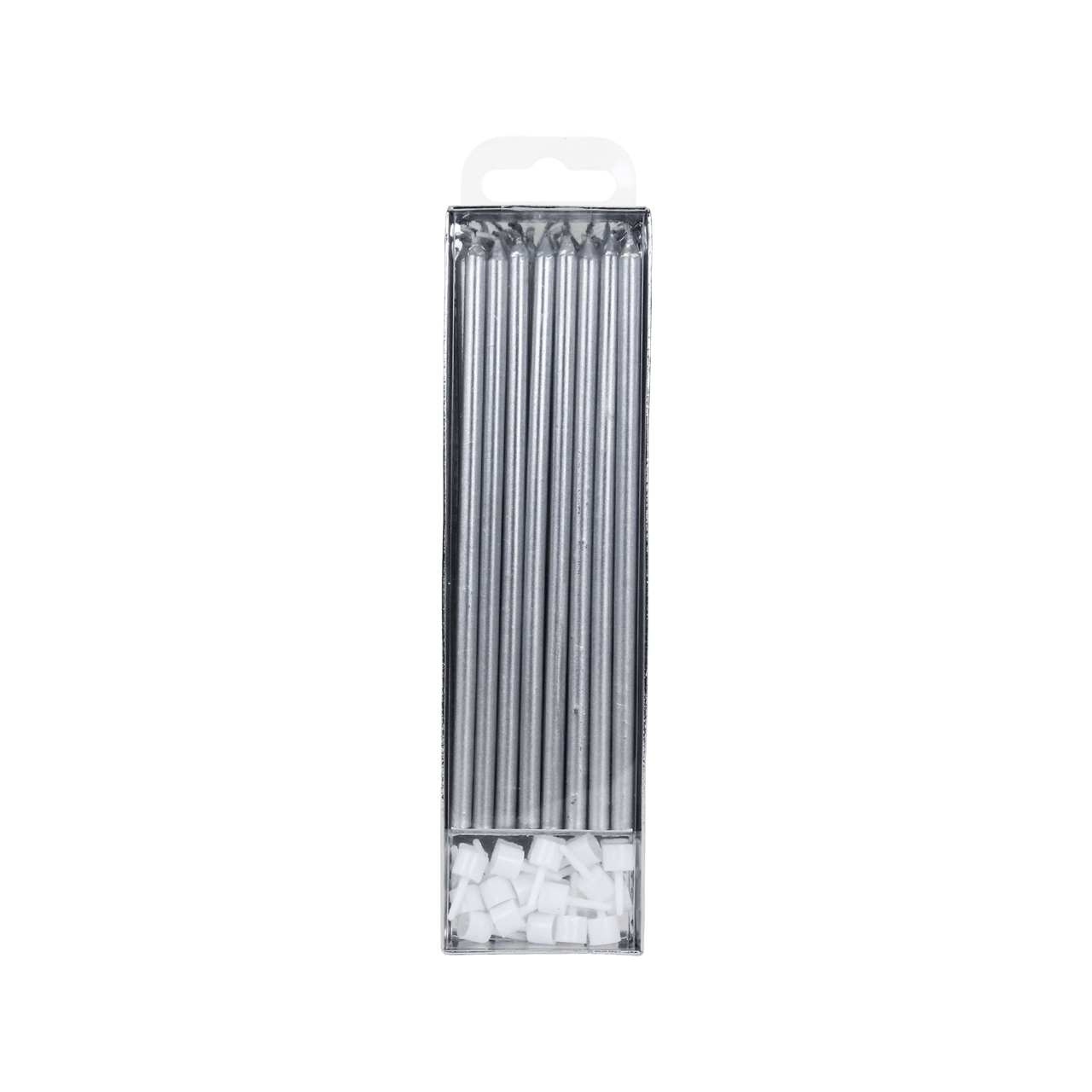 PME - Candles - Silver Extra Tall W/ Holders (7") - Pk/16 Birthday Candles PME