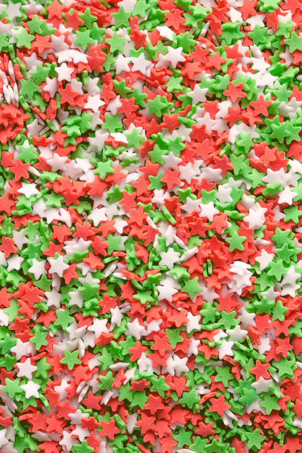 Stars - Matt Red, White & Green Sprinkles Sprinkly
