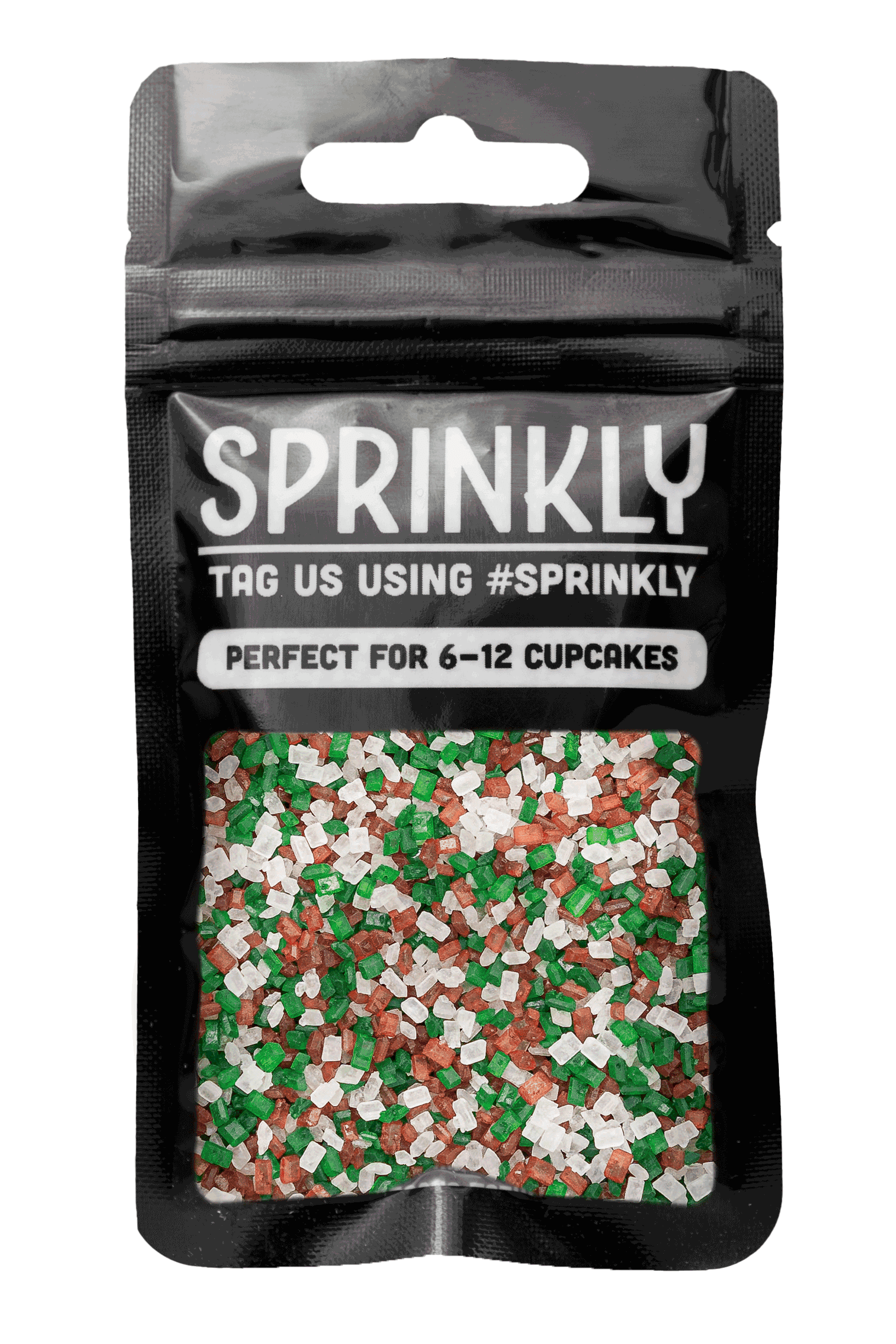 Sugar Crystals - Red, White & Green (Christmas) Sprinkles Sprinkly 30g Sample Packet